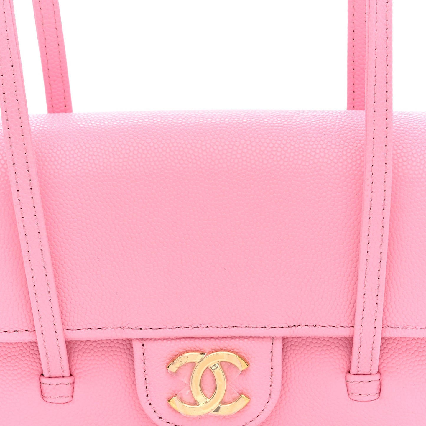Shiny Caviar Mini Preppy Coco Shoulder Bag Pink