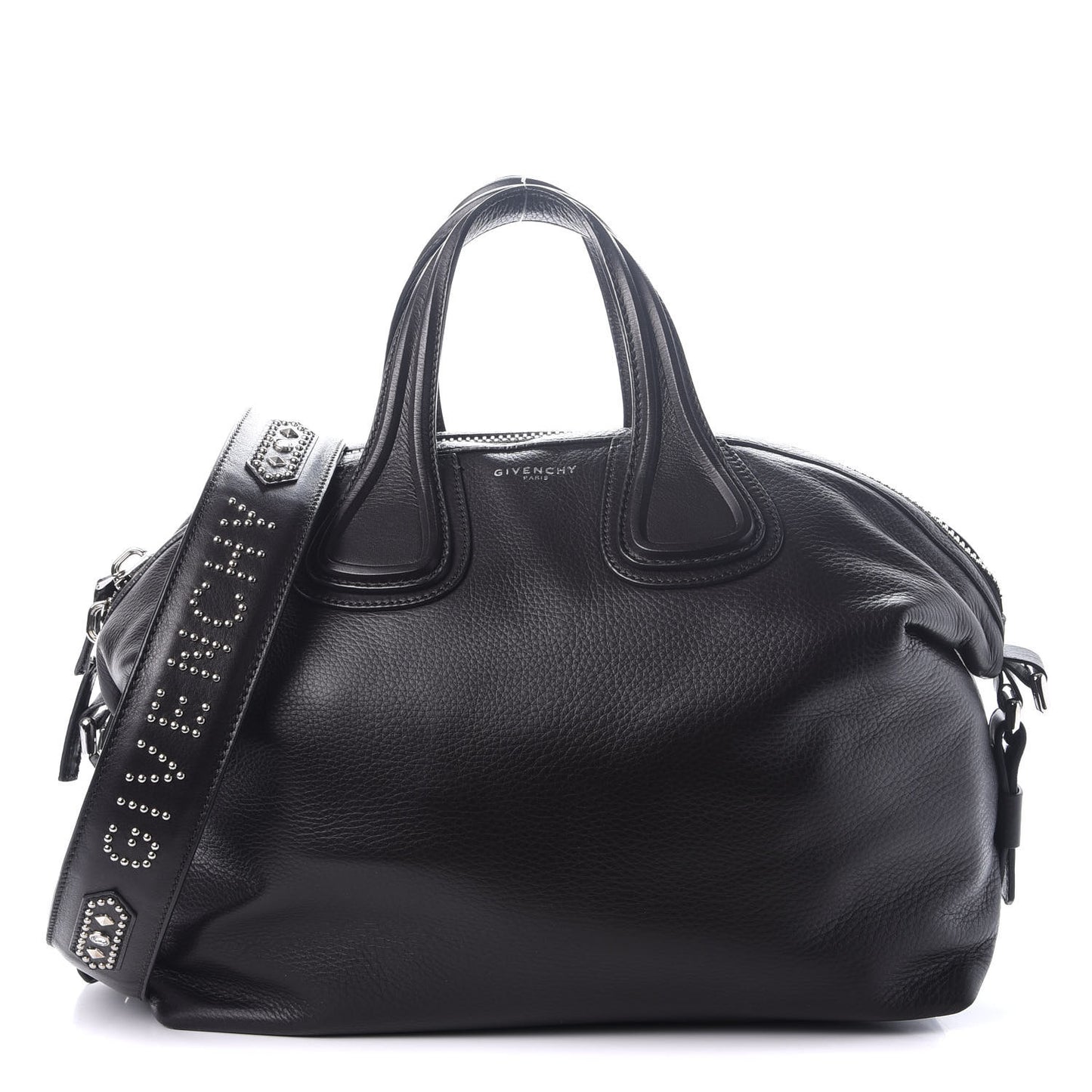 Waxed Calfskin Studded Medium Nightingale Black