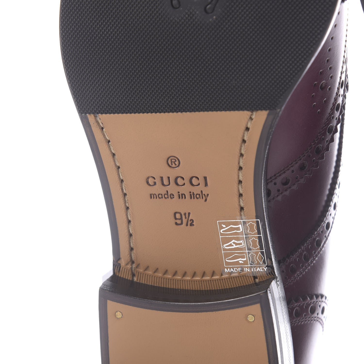 Gucci Calfskin Bee Embroidered Mens Queercore Brogue Derby Shoes 9.5 Bordeaux 9 of 10