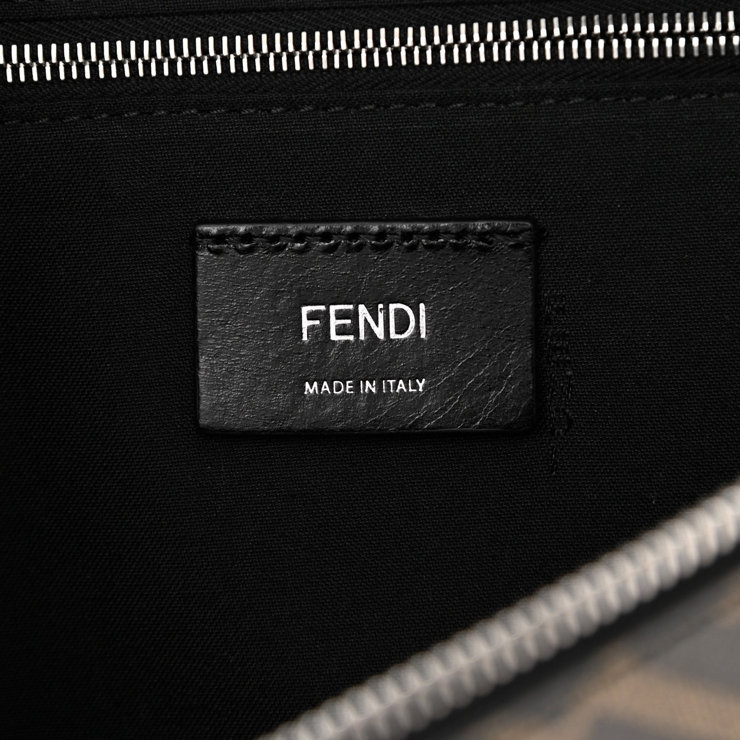 Fendi Glazed Fabric Vitello Liberty FF 1974 Diagonal Belt Bag Tobacco Rosso Black 10 of 15