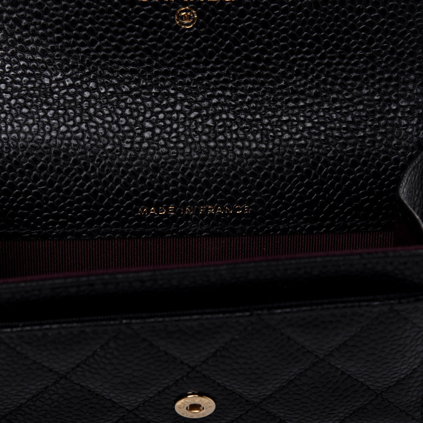Caviar Quilted Flap Card Holder Wallet Black