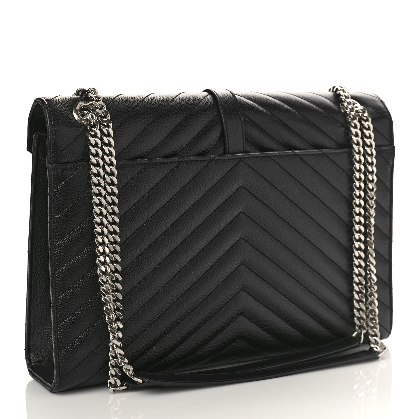 Grain De Poudre Matelasse Chevron Large Triquilt Monogram Satchel Black