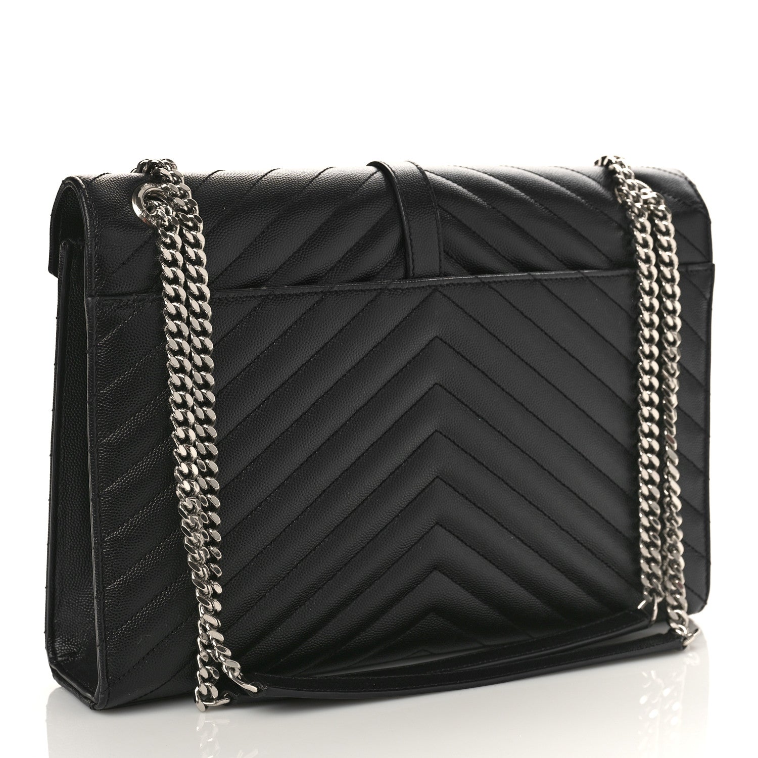 Saint Laurent Grain De Poudre Matelasse Chevron Large Triquilt Monogram Satchel Black 3 of 8