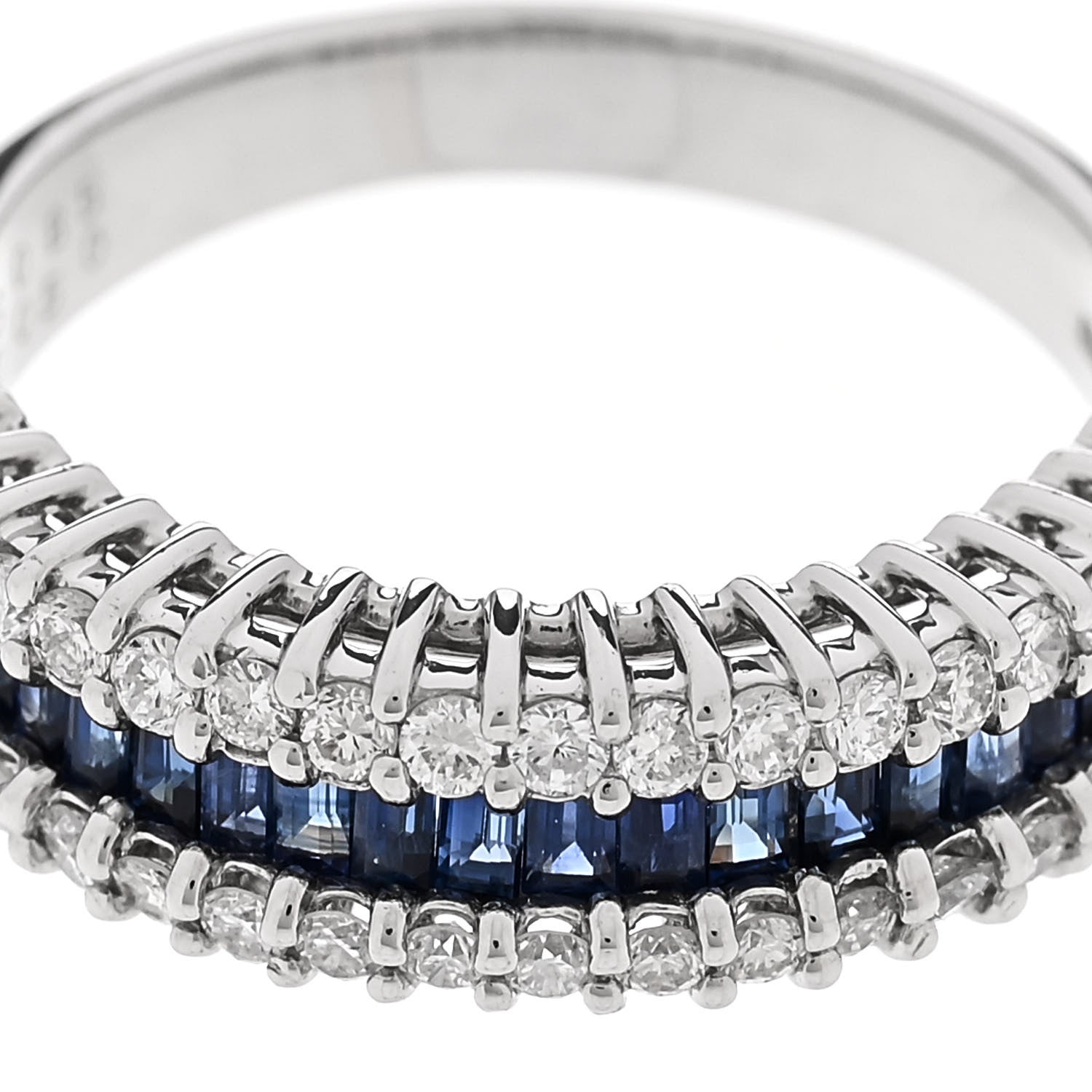 Parker & West by FASHIONPHILE Platinum Diamond Blue Sapphire 0.50ctw Three Row Ring 53 6.5 7 of 9