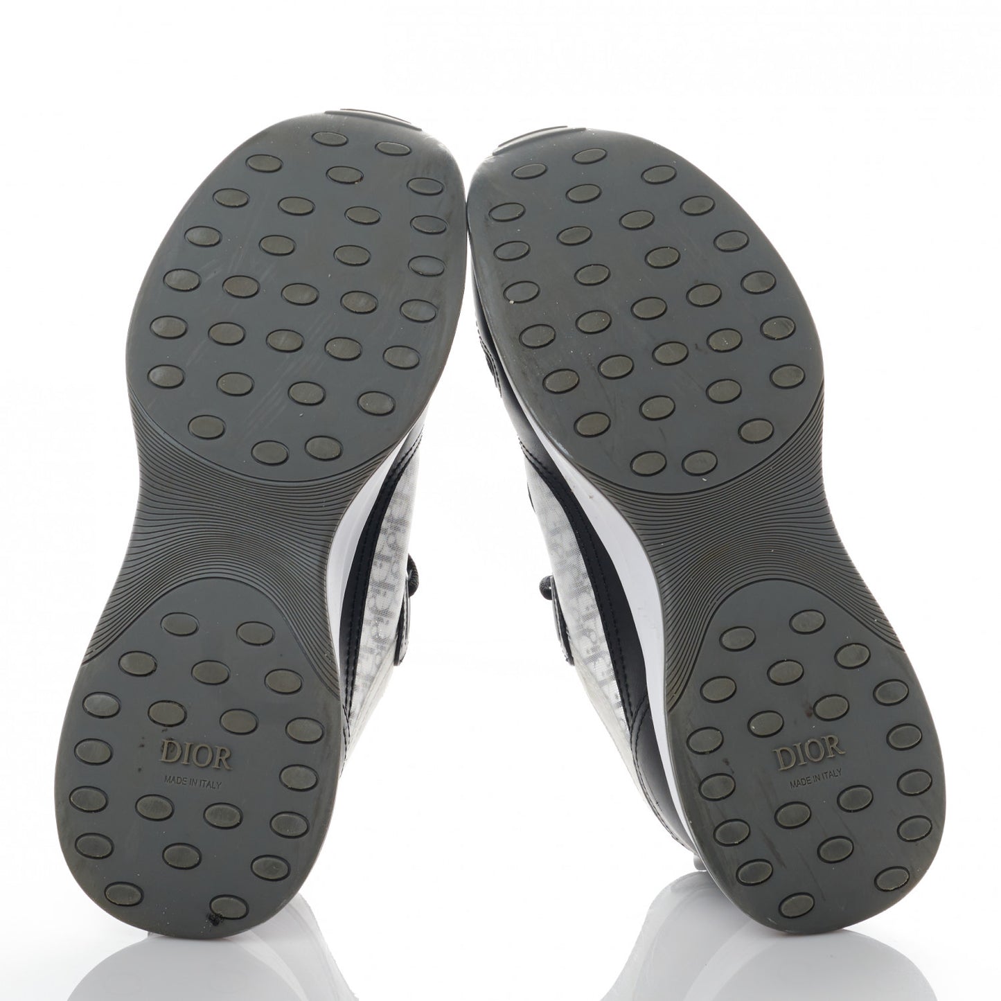 Smooth Calfskin Technical Mesh Oblique Mens B25 Runner Sneakers 42 Black Grey