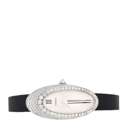 Cartier 18K White Gold Alligator Diamond Pave Bezel 20mm Alcyone Quartz Watch 2 of 4