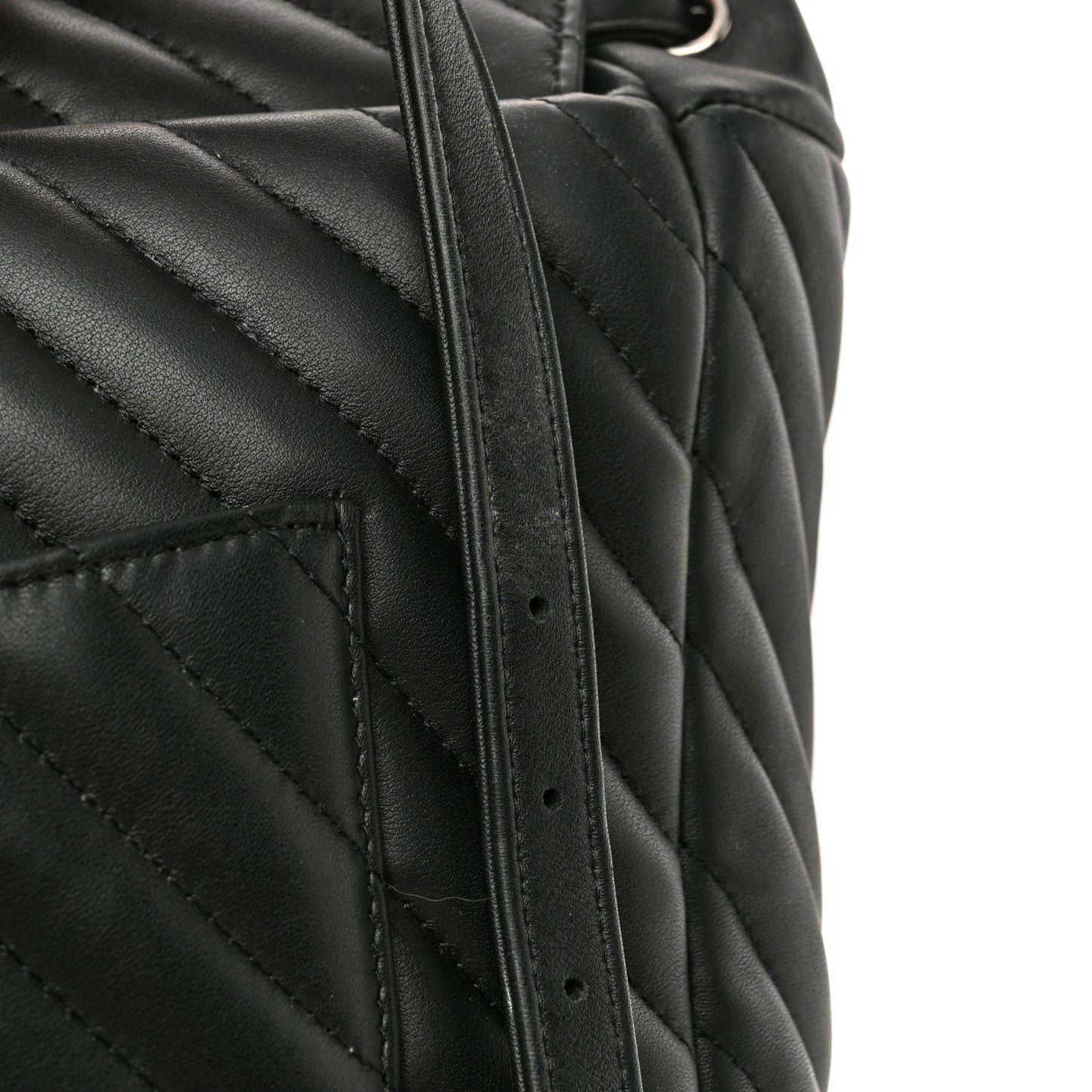 Calfskin Chevron Quilted Large Urban Spirit Backpack Black