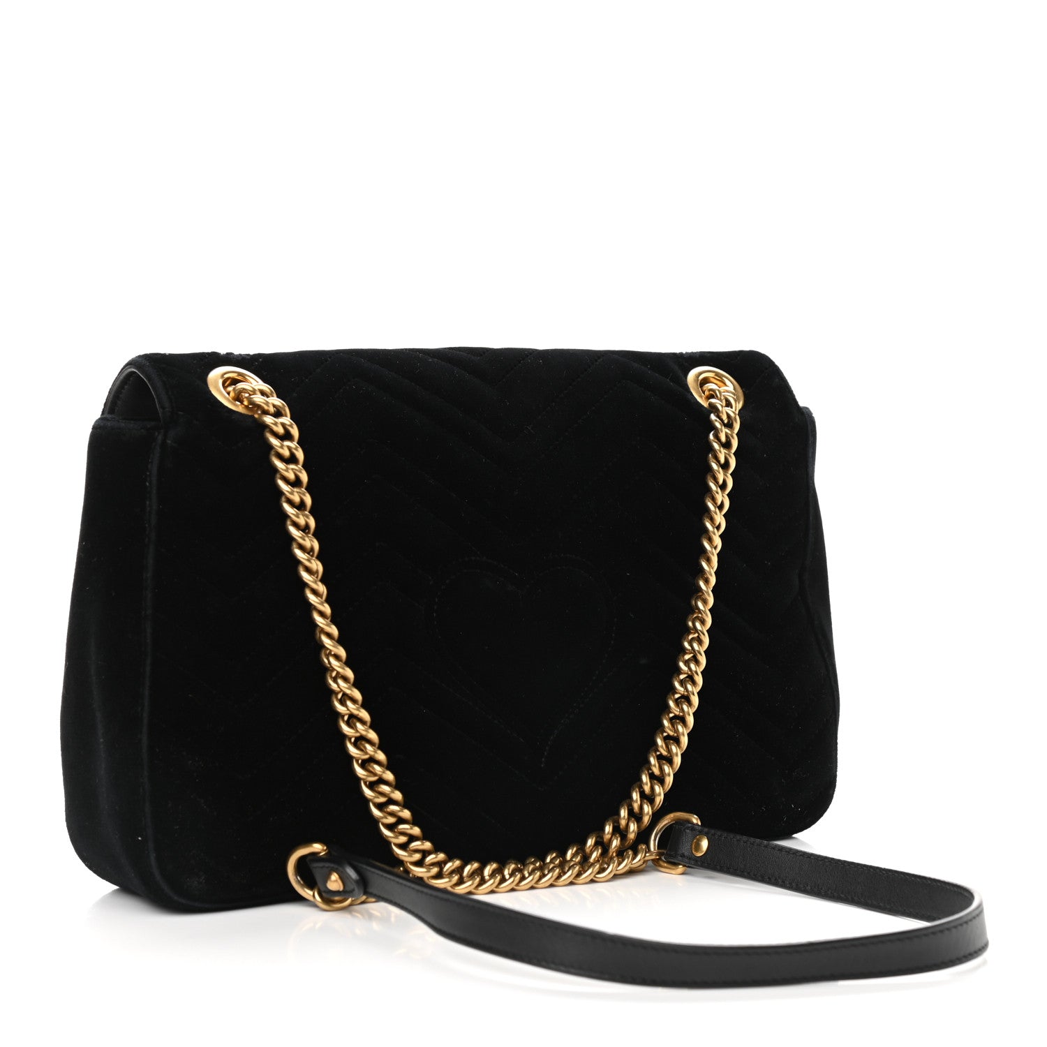 Gucci Velvet Matelasse Medium GG Marmont Shoulder Bag Black 3 of 9