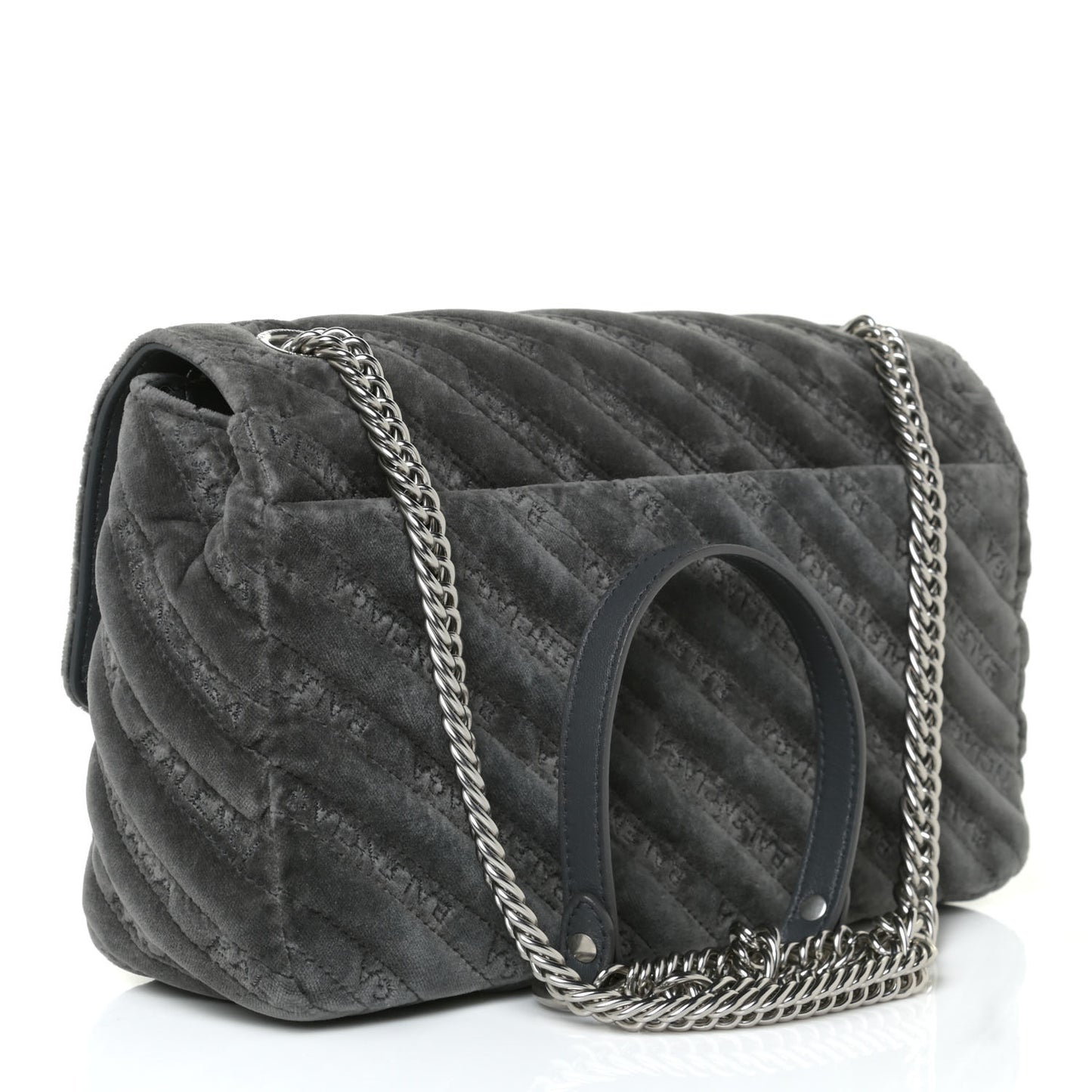 Velvet Charms Logo Matelasse M BB Round Shoulder Bag Gris