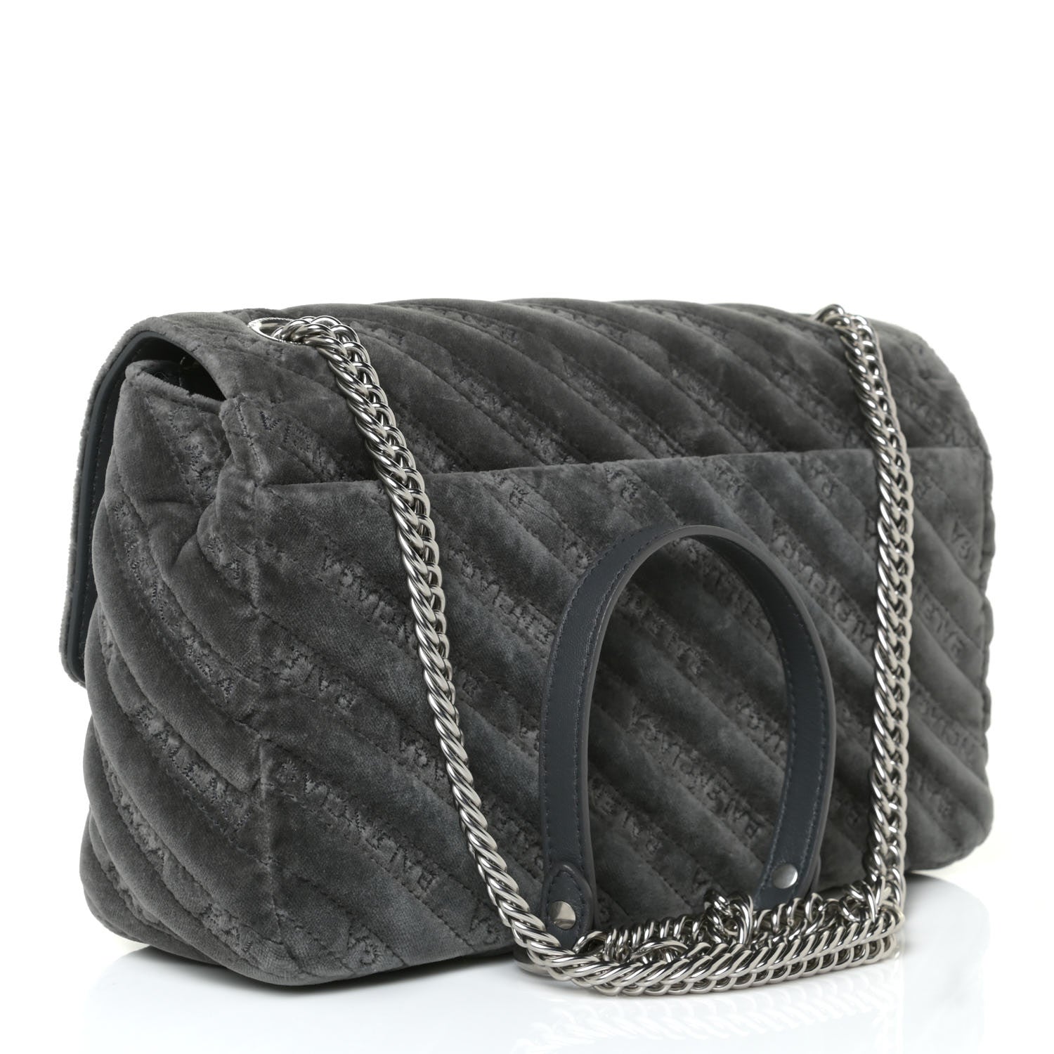 Balenciaga Velvet Charms Logo Matelasse M BB Round Shoulder Bag Gris 3 of 10