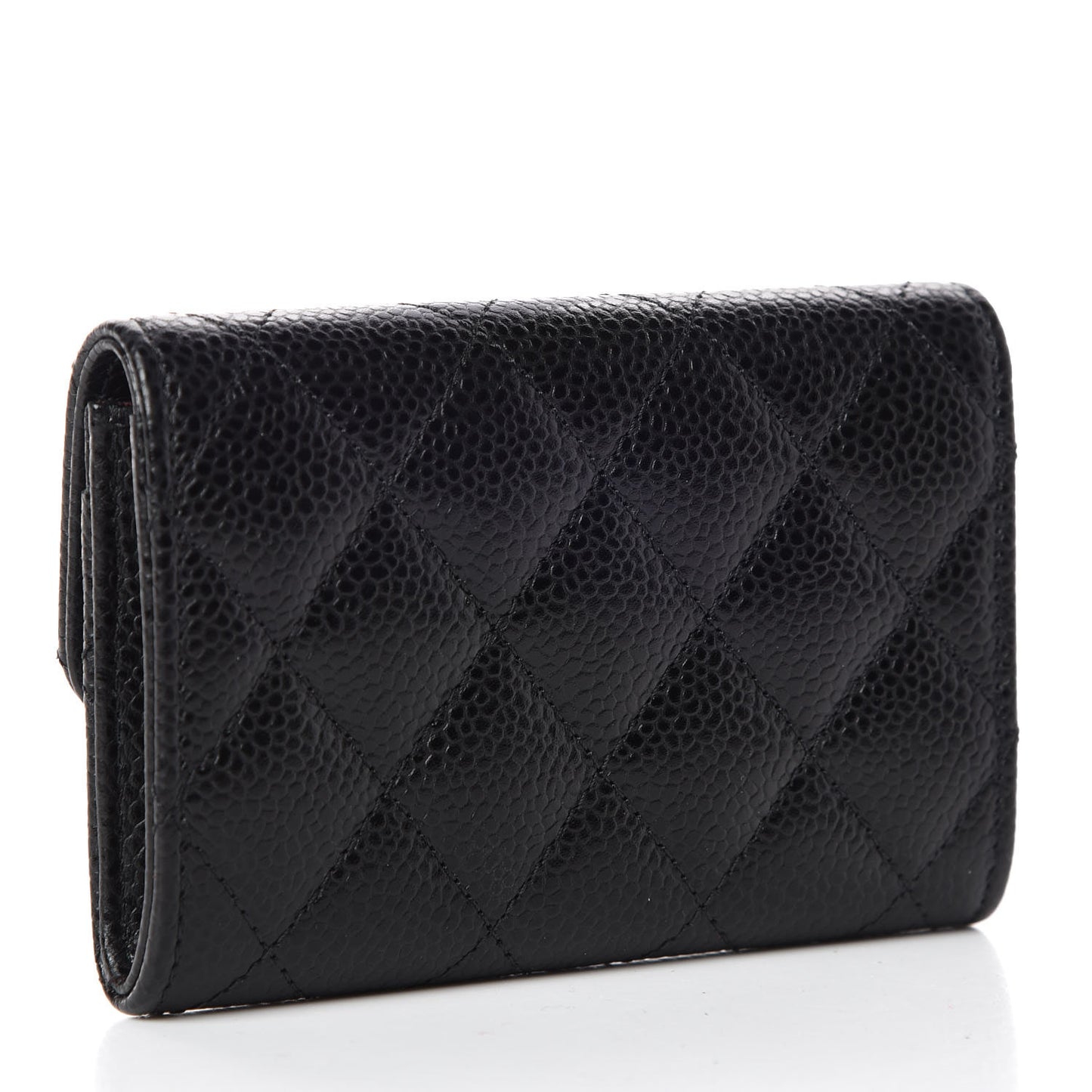 Caviar Quilted Flap Card Holder Black
