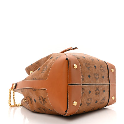 MCM Visetos Small Soft Berlin Drawstring Bucket Bag Cognac 4 of 10