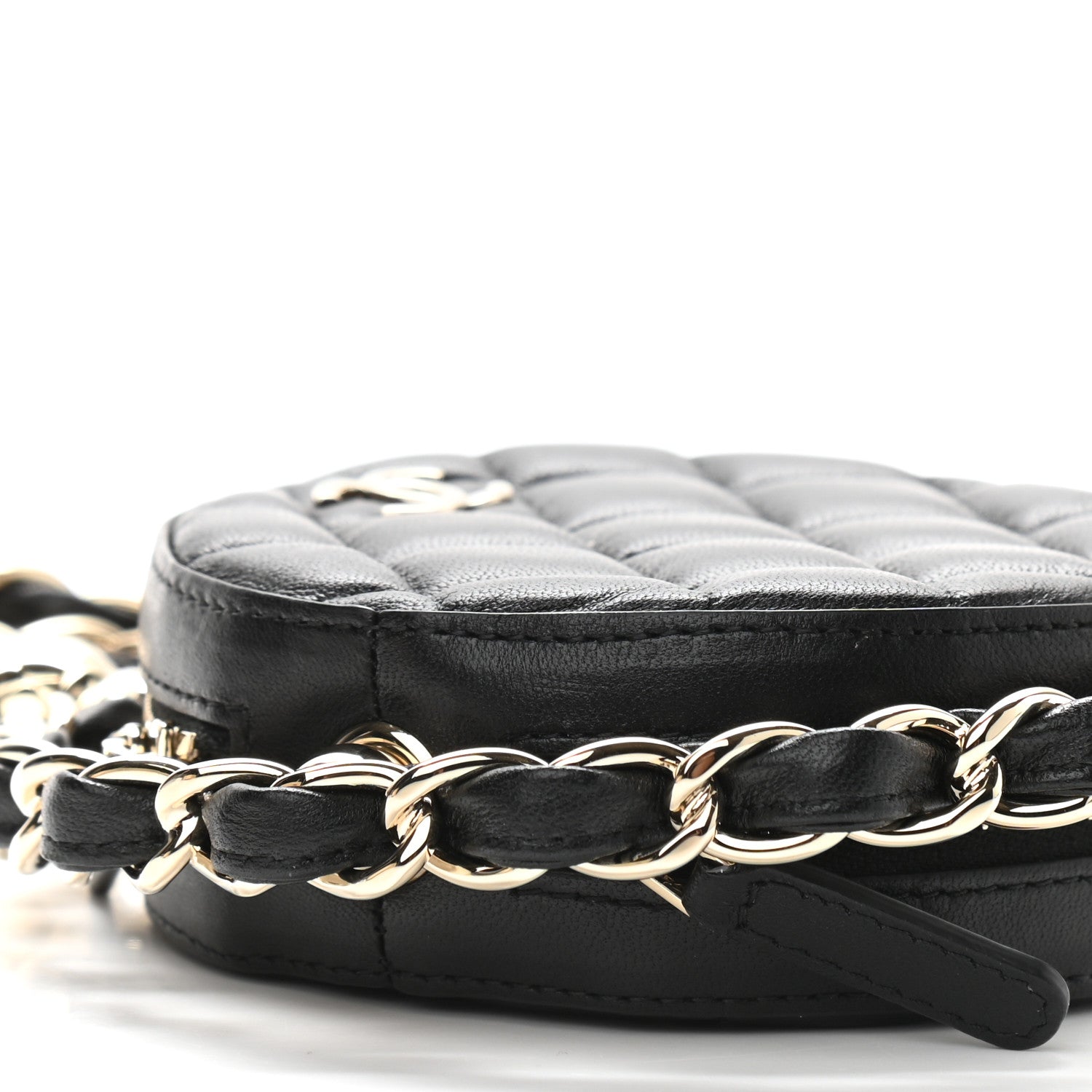 Chanel Lambskin Quilted Chain Round Mini Clutch Black 8 of 9