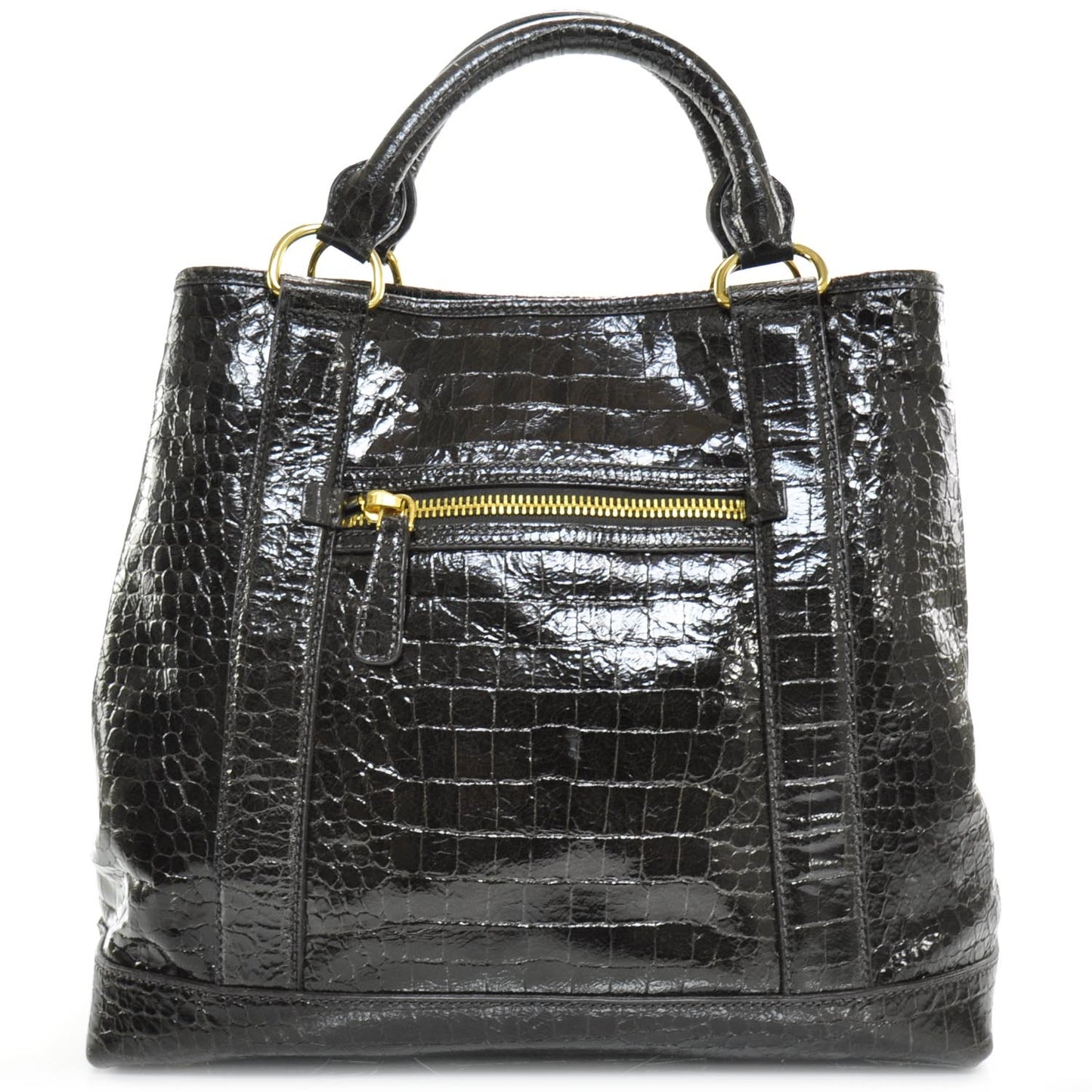 Calfskin Crocodile Embossed St Cocco Shopping Tote Moro