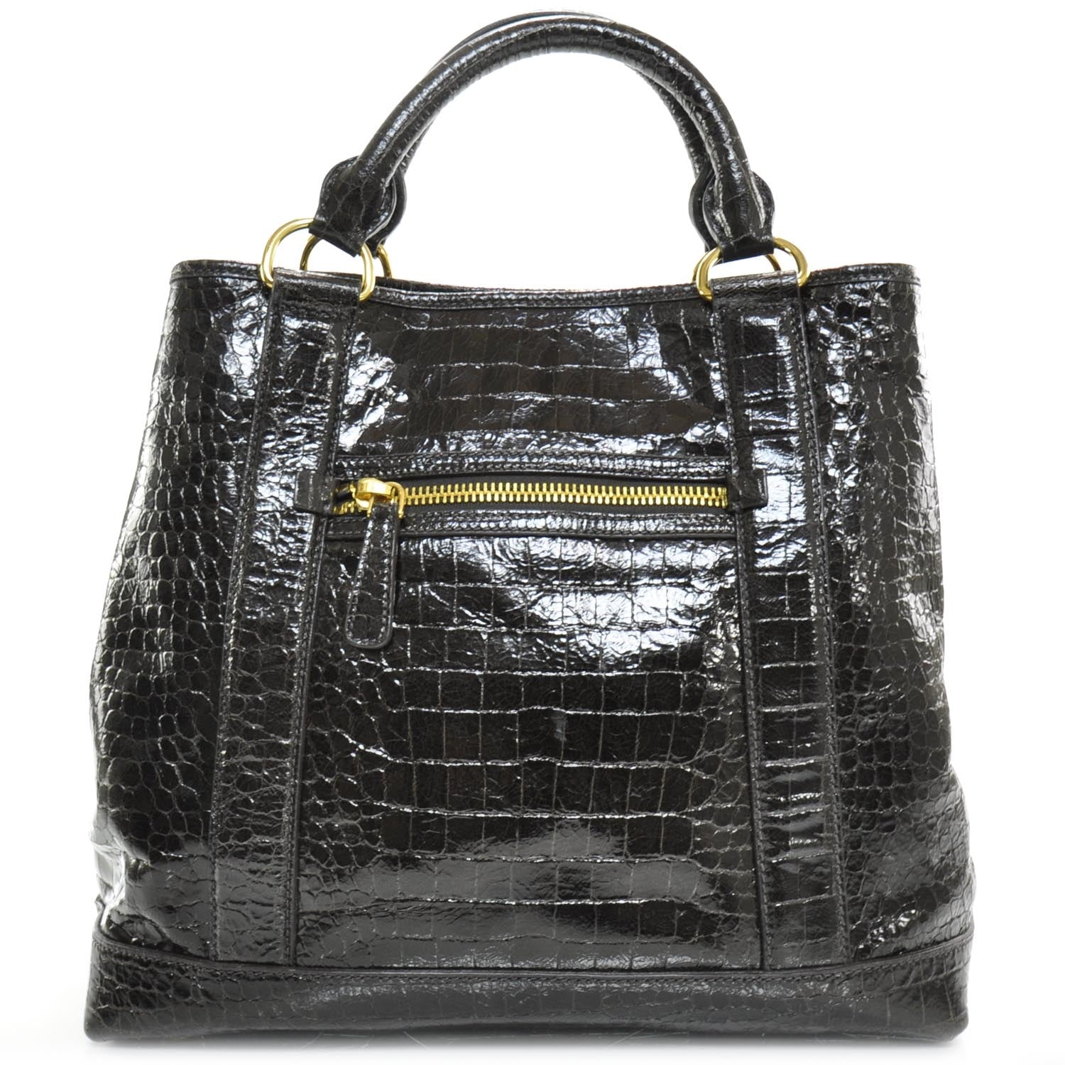 Miu Miu Calfskin Crocodile Embossed St Cocco Shopping Tote Moro 4 of 10