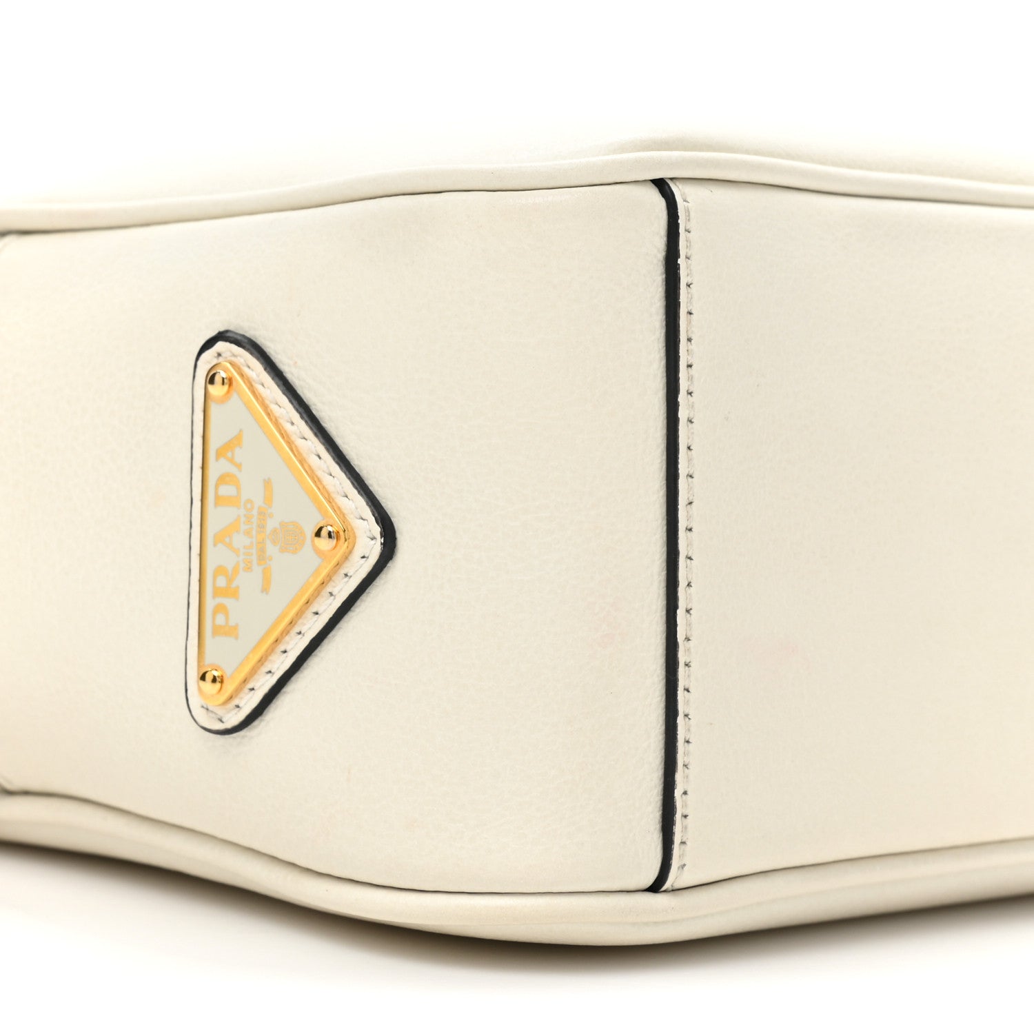 Prada Glace Calfskin Embossed Logo Camera Bag Talco 8 of 10
