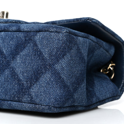 Chanel Printed Denim Quilted Mini Rectangular Flap Dark Blue 10 of 10
