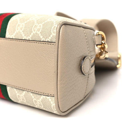 Gucci GG Supreme Monogram Textured Dollar Calfskin Web Mini Ophidia Top Handle Bowler Bag Beige Mystic White Oatmeal 10 of 10