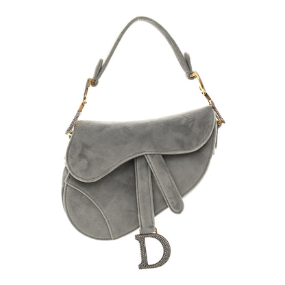 Christian Dior Velvet Crystal Mini Saddle Bag Grey 1 of 10