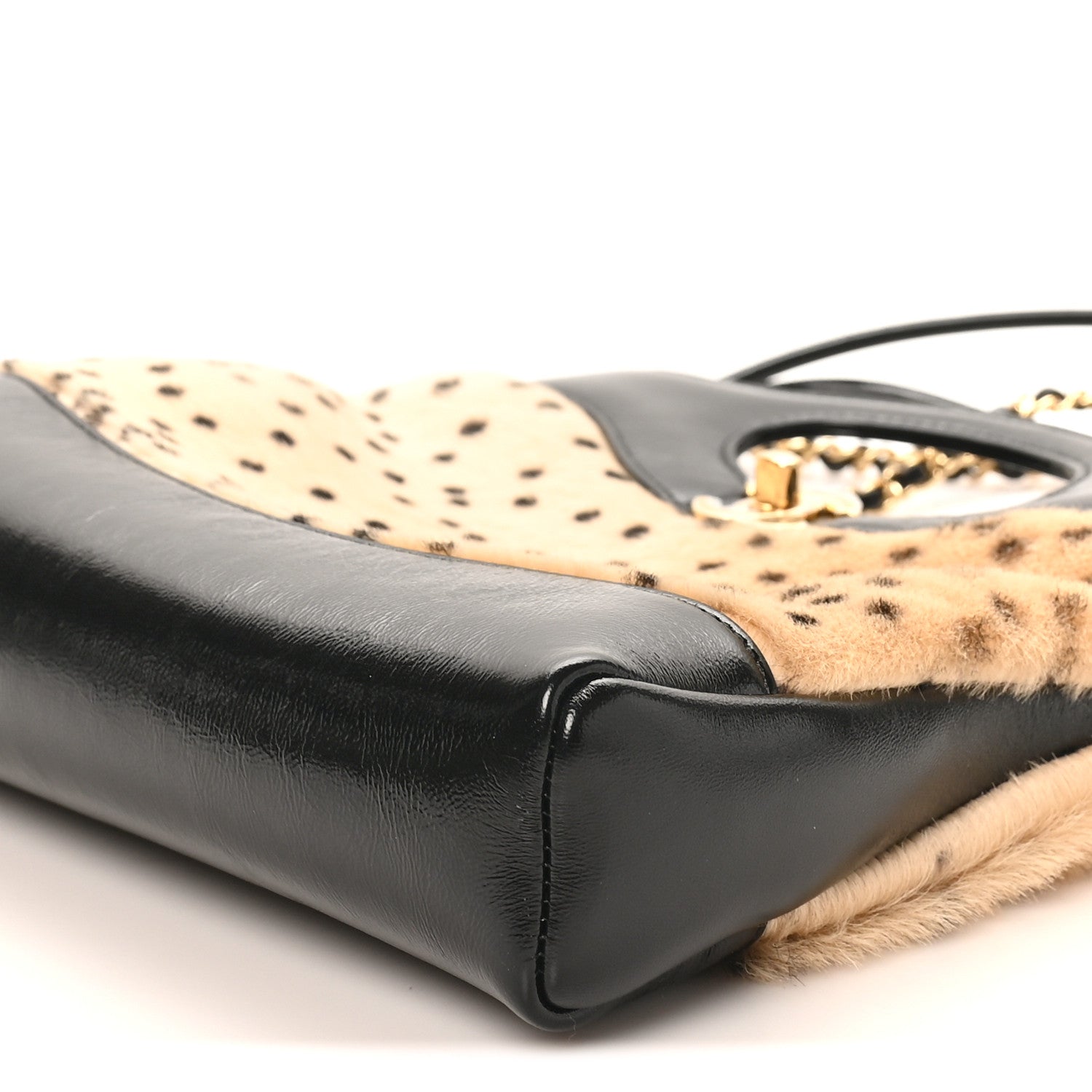 Chanel Shiny Lambskin Pony Hair Cheetah Printed Mini 31 Shopping Bag Light Beige Black Light Beige Black 10 of 11