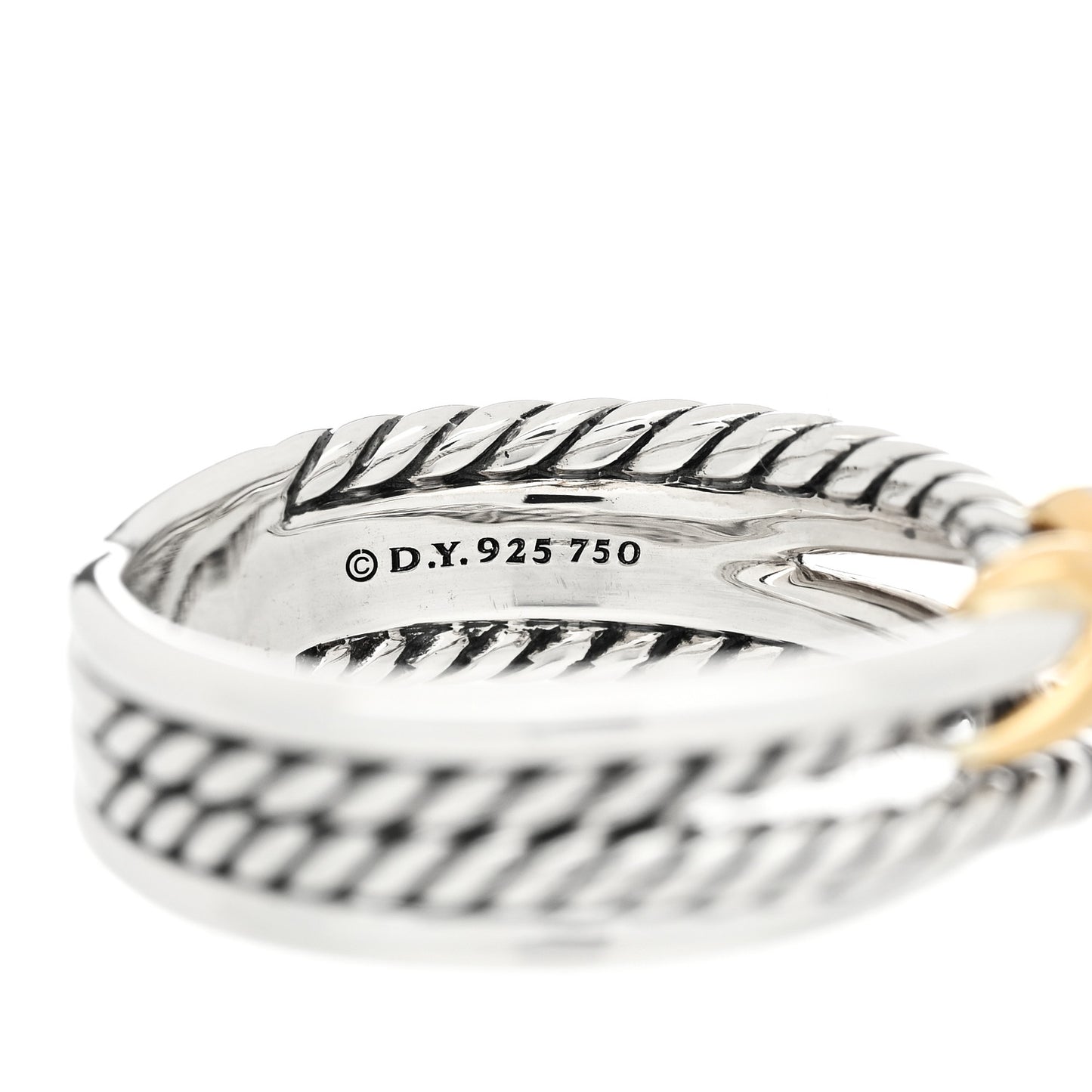 Sterling Silver 18K Yellow Gold 6mm X Crossover Ring 54 7