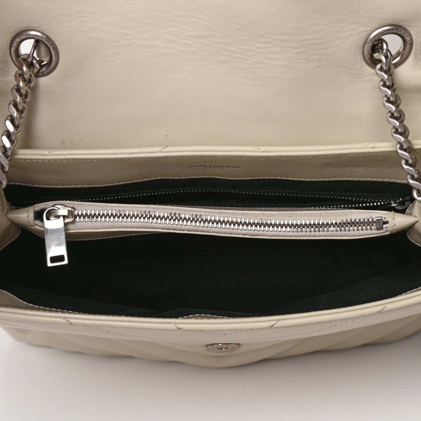 Calfskin Y Quilted Monogram Medium Loulou Chain Satchel Nude Powder