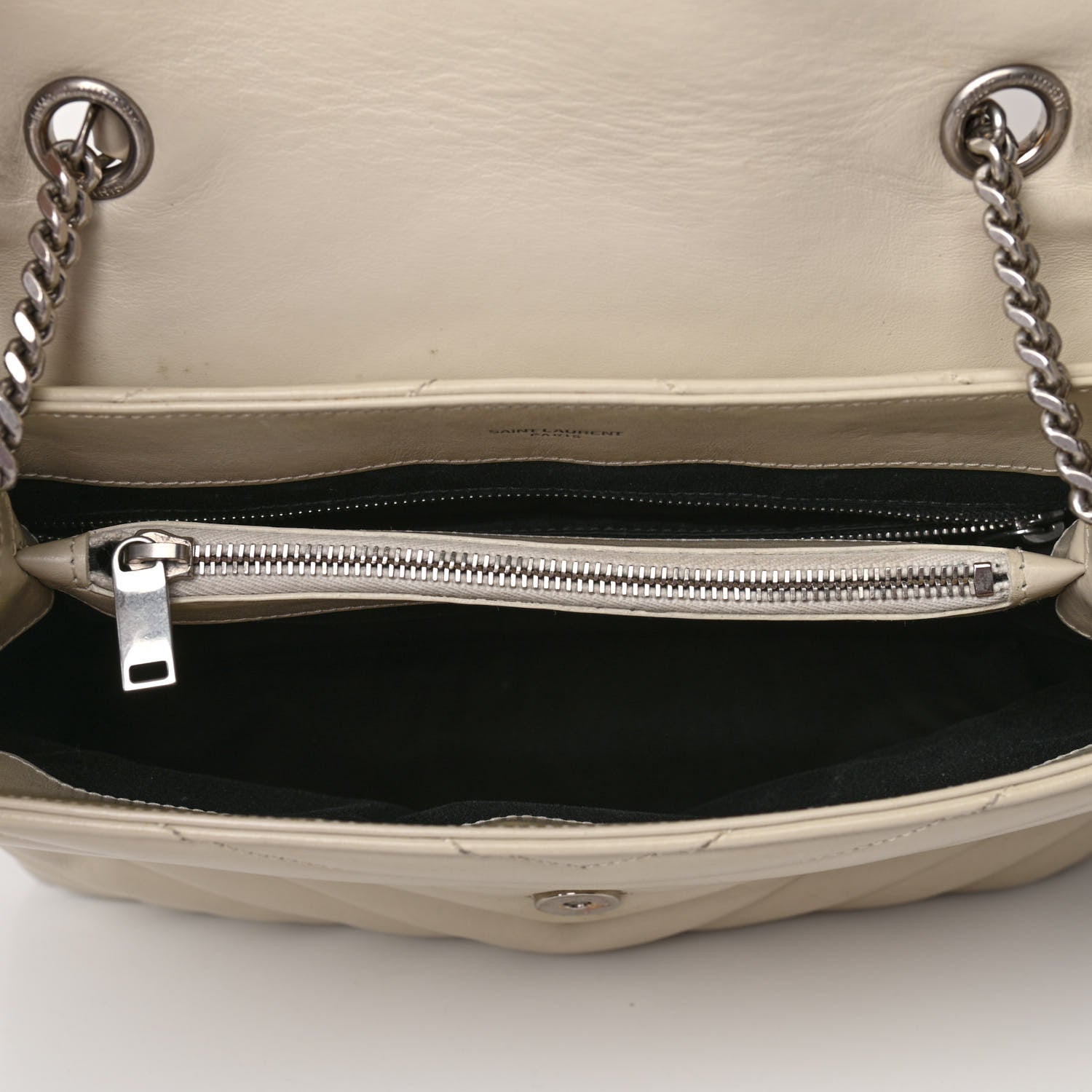 Saint Laurent Calfskin Y Quilted Monogram Medium Loulou Chain Satchel Nude Powder 5 of 14