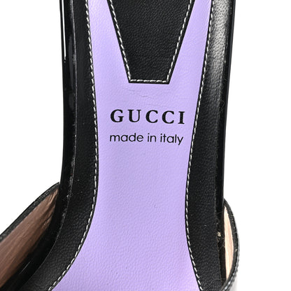 Gucci Patent Crystal GG Bow Sadie Spike Ankle Strap d'Orsay Platform High Heel Pumps 36.5 Black 9 of 10