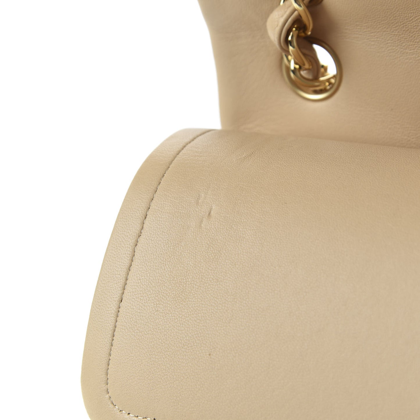 Lambskin Quilted Jumbo Double Flap Beige Clair