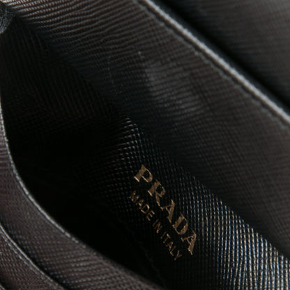 Prada Saffiano Metal Compact Snap Bi-Fold Wallet Black 6 of 7