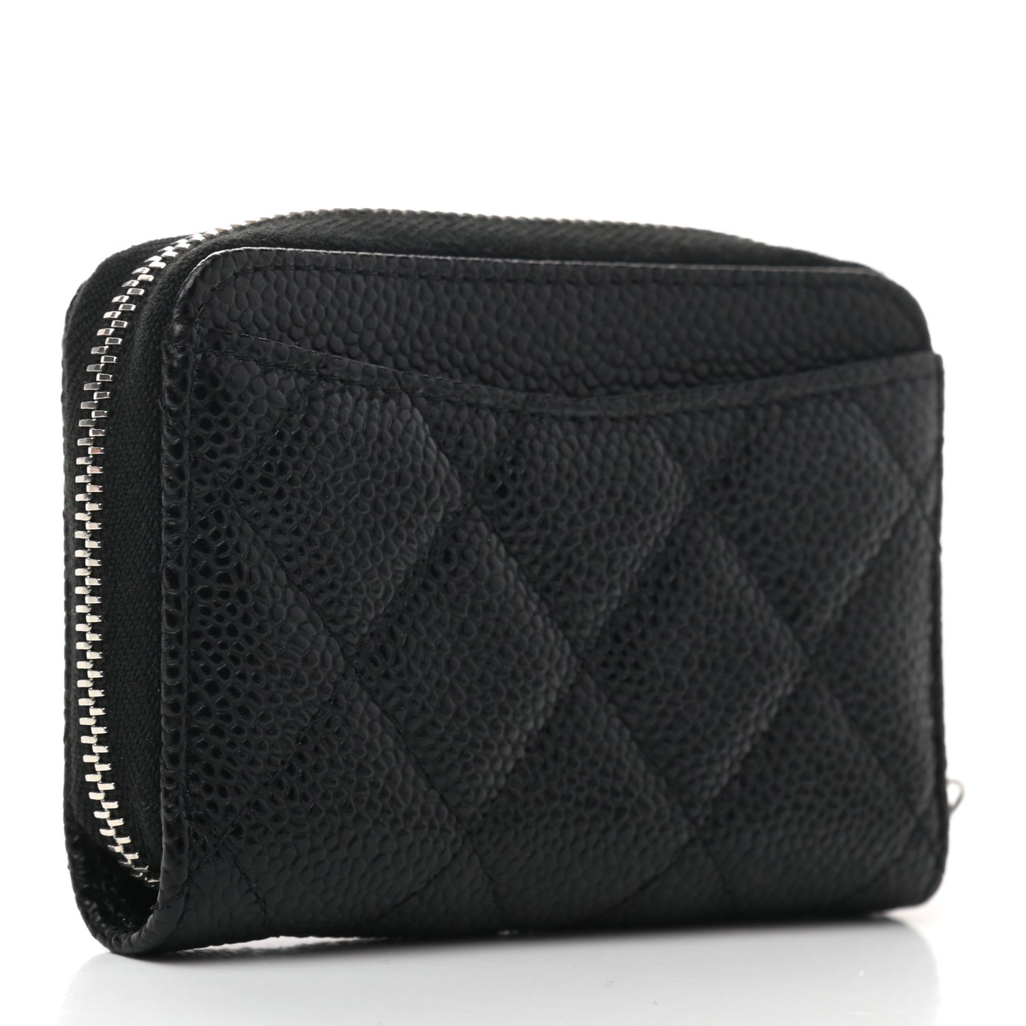 Caviar Quilted Zip Coin Purse Black
