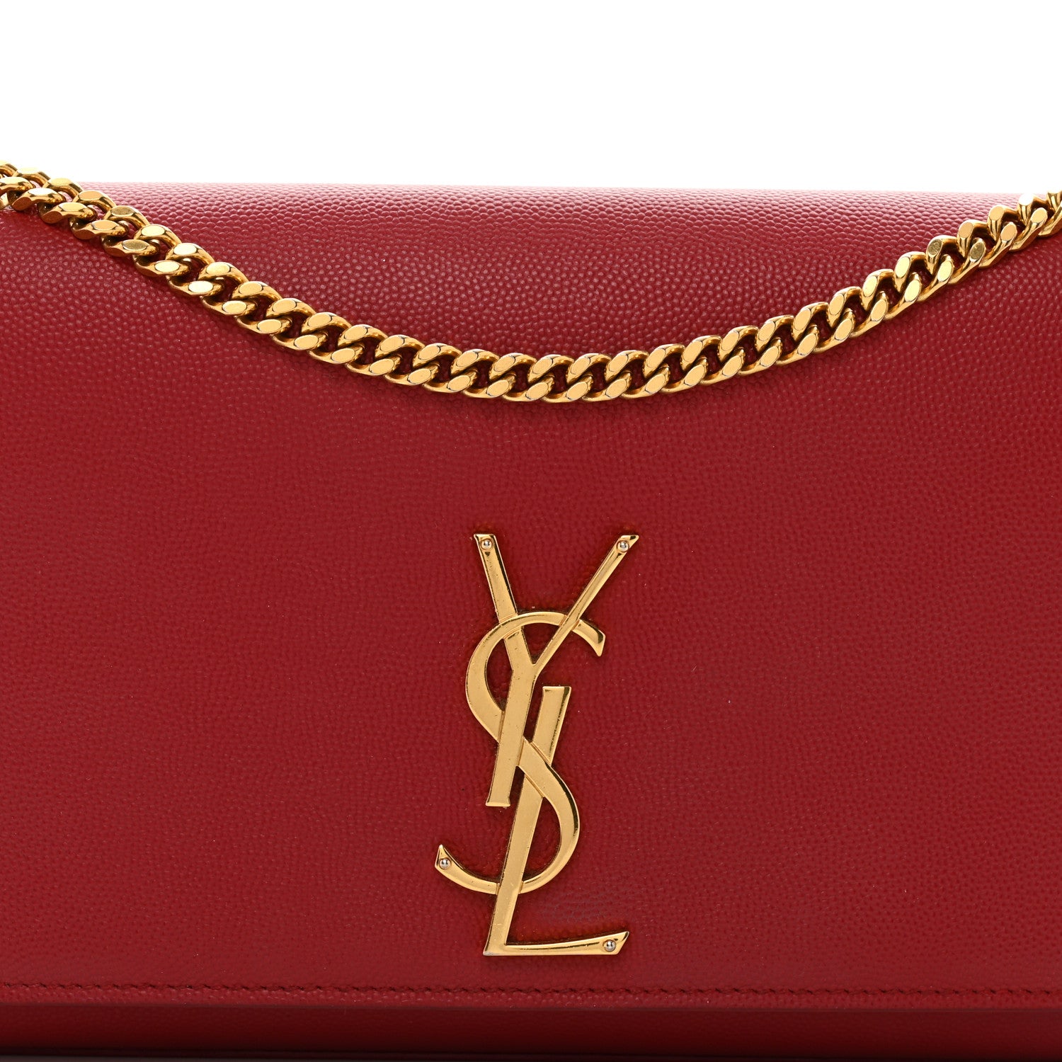 Saint Laurent Grain De Poudre Medium Monogram Kate Satchel Rouge Eros 5 of 11