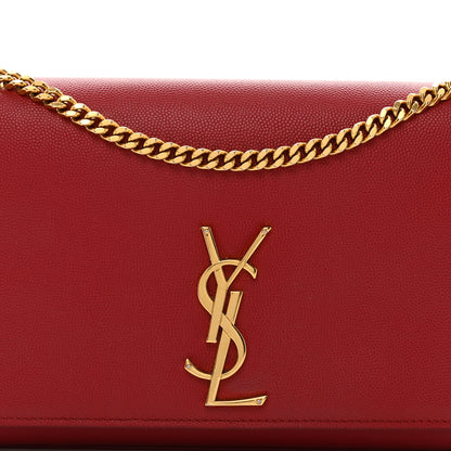 Saint Laurent Grain De Poudre Medium Monogram Kate Satchel Rouge Eros 5 of 11