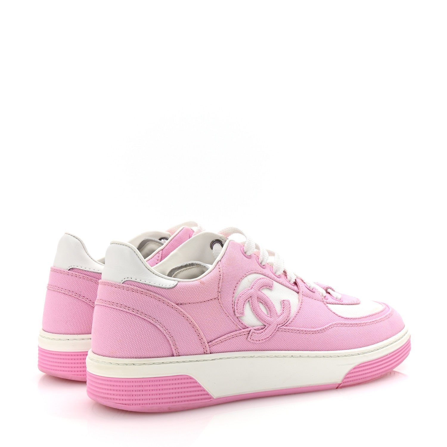 Chanel Cotton Sneakers 39 Pink White 5 of 10