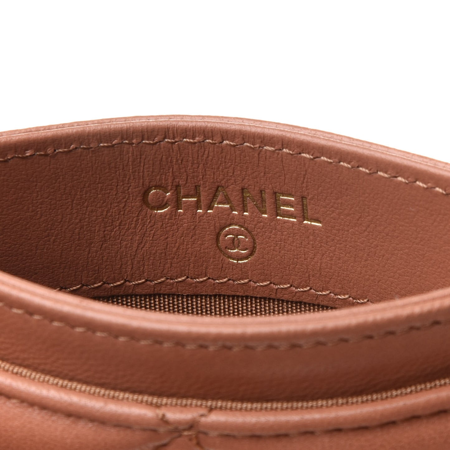 Lambskin Quilted Chanel 19 Card Holder Brown