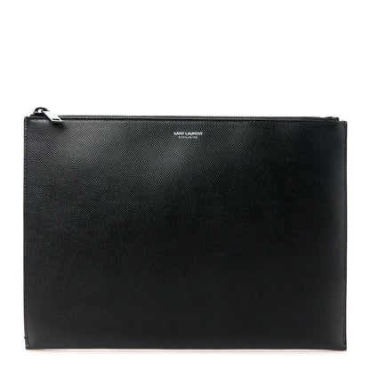Saint Laurent Grain De Poudre Zipped Tablet Holder Black 1 of 9