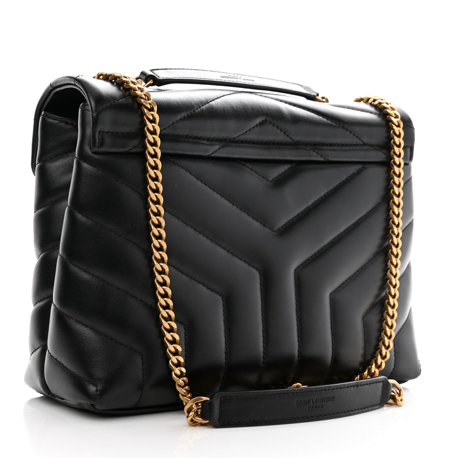 Saint Laurent Calfskin Y Quilted Monogram Small Loulou Chain Satchel Black 3 of 12