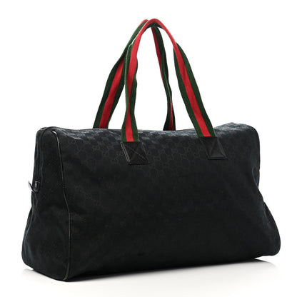 Gucci GG Monogram Web Large Collapsible Carry On Duffle Bag Black 2 of 9