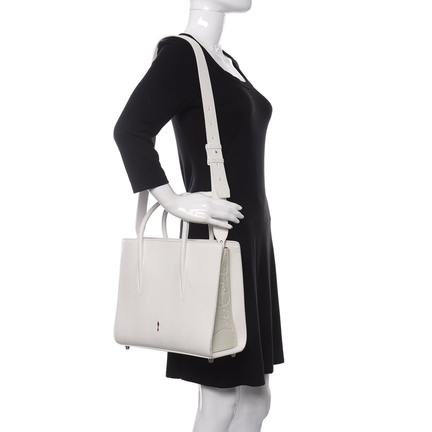 Calfskin Lizard Embossed Medium Paloma White