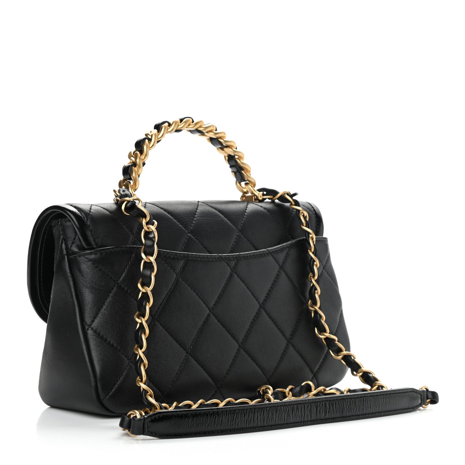 Chanel Lambskin Quilted Small La Parisienne Top Handle Flap Black 2 of 11