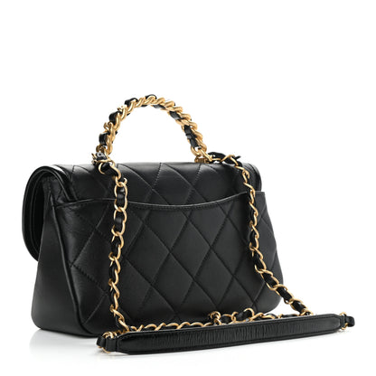 Chanel Lambskin Quilted Small La Parisienne Top Handle Flap Black 2 of 11