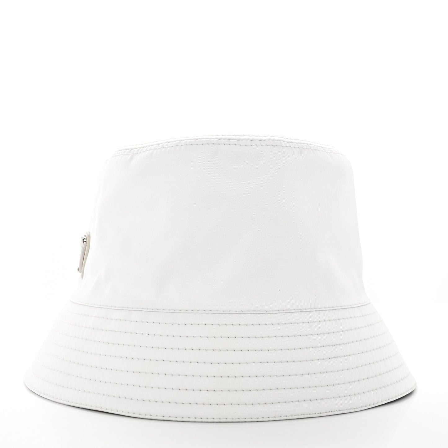 Tessuto Nylon Metal Triangle Logo Womens Bucket Hat M White