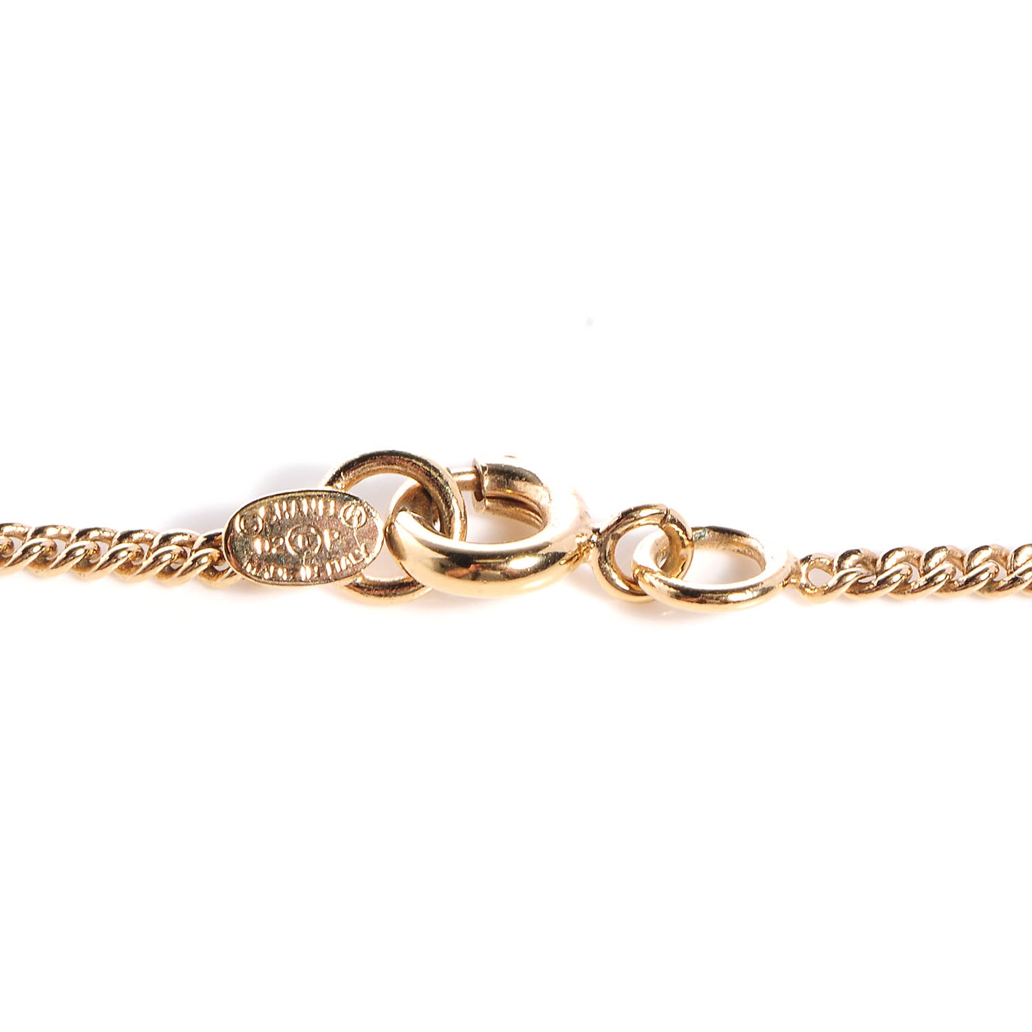 Chanel Pink Crystal CC Cutout Necklace Gold 4 of 5