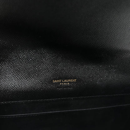 Saint Laurent Grain De Poudre Matelasse Chevron Monogram Envelope Clutch Black 6 of 8