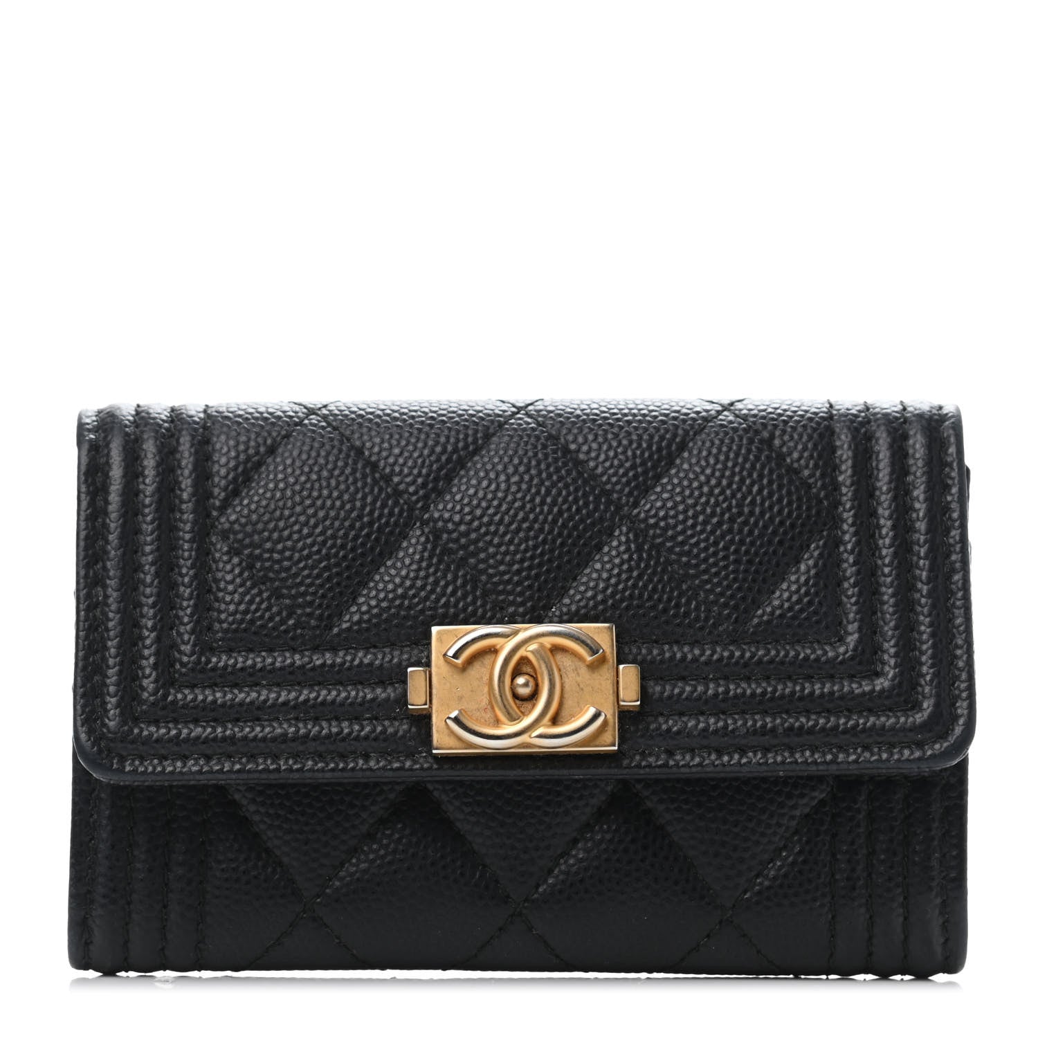 Chanel Caviar Quilted Boy Flap Card Holder Black 1 of 4