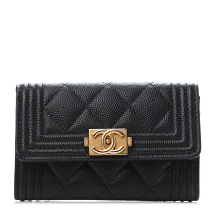 Chanel Caviar Quilted Boy Flap Card Holder Black 1 of 4