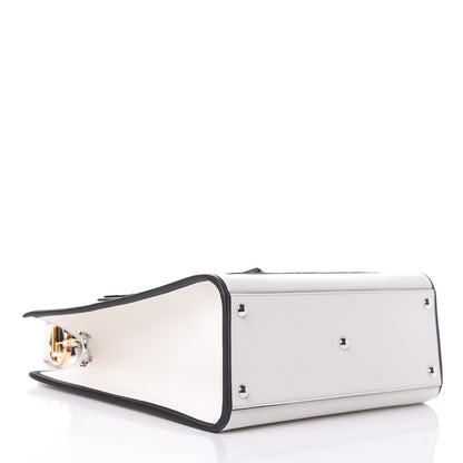 Fendi Vitello Century Velvet F is Fendi FF Embroidered Regular Runaway Satchel White Black 5 of 11