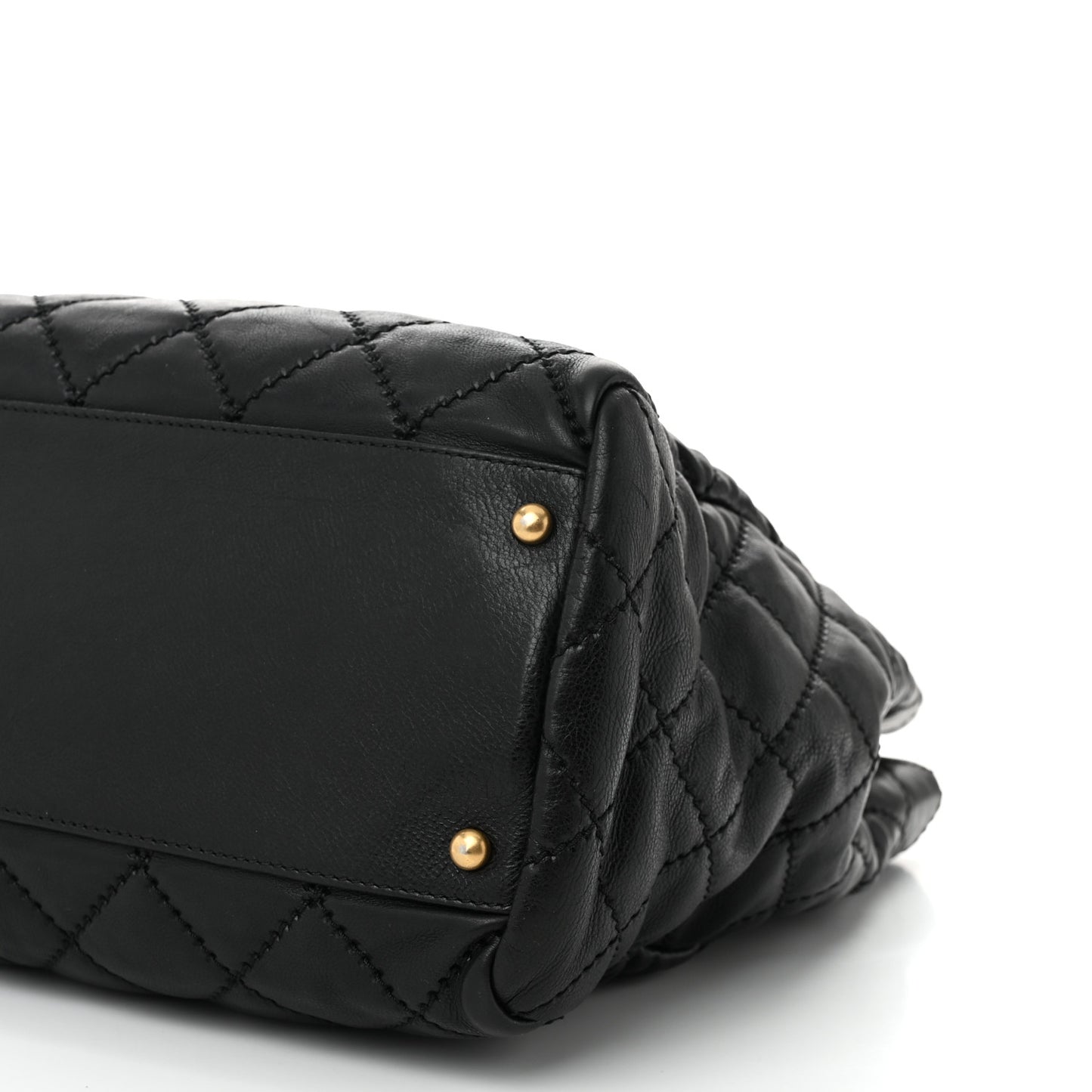 Calfskin Quilted Large Retro Chain Tote Black