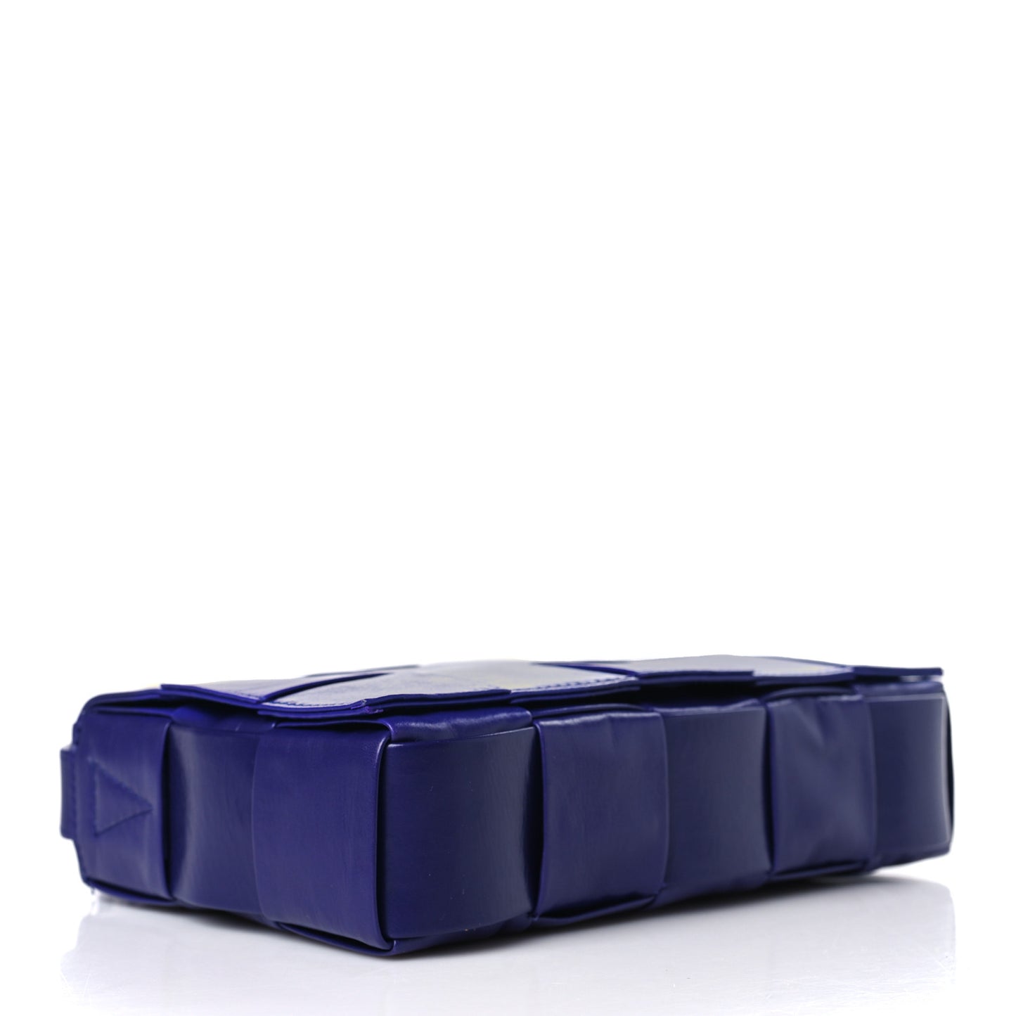 Paper Calfskin Maxi Intreccio Cassette Crossbody Bag Blue