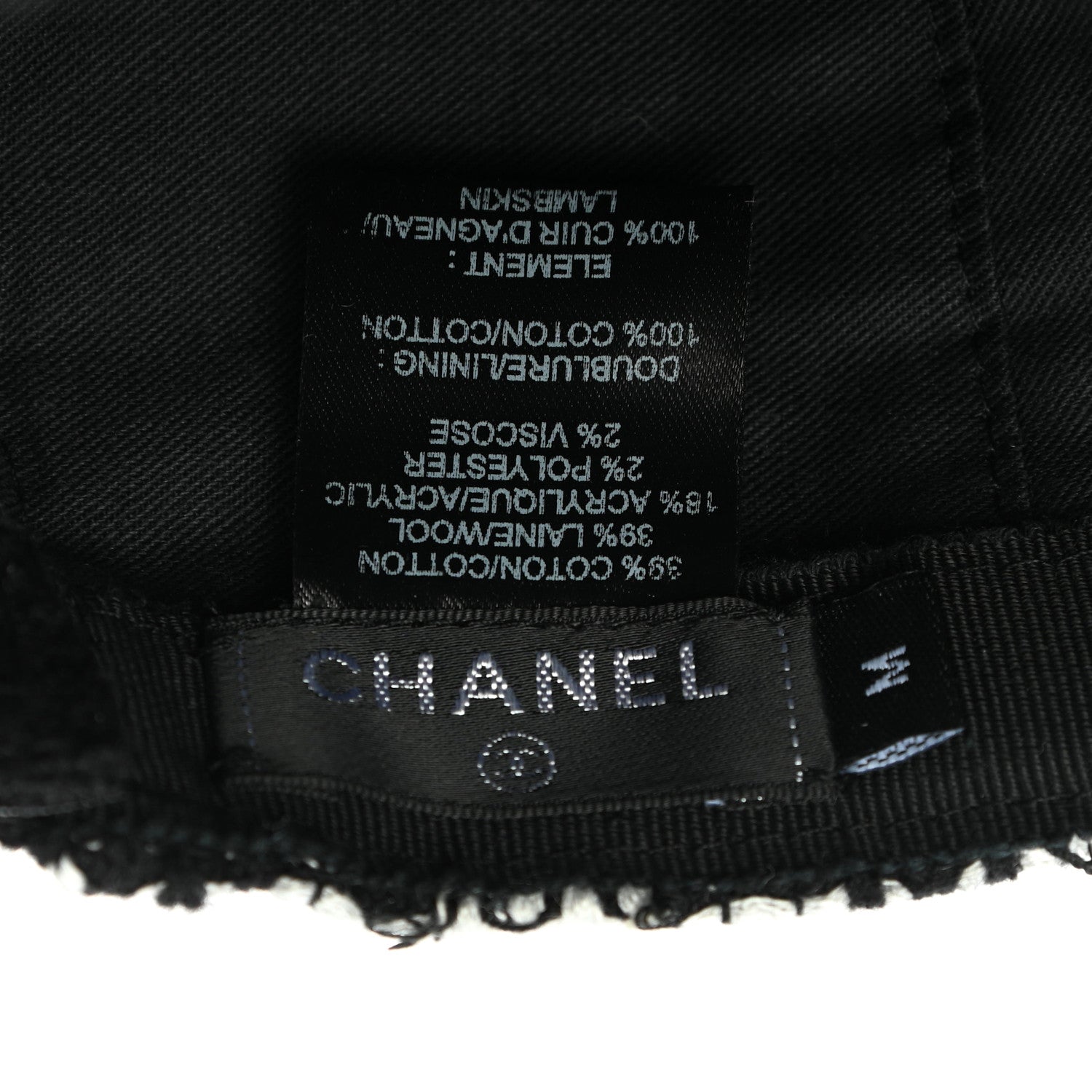 Chanel Tweed Cap Hat M Black White 8 of 8